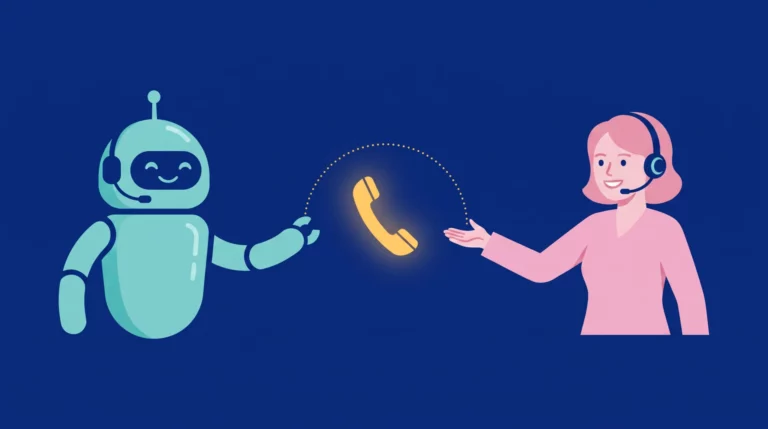 Un assistant IA passe le combiné téléphonique à une Call’Assistant(e) : le relais humain